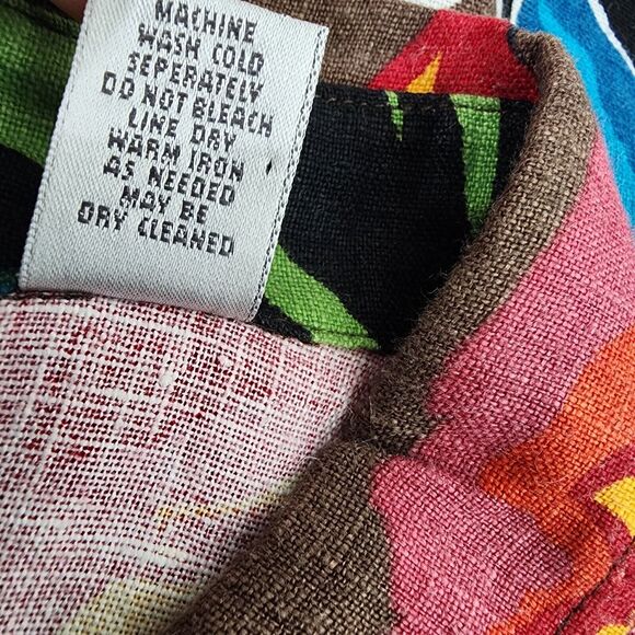 Chicos Top Size 0 Small Multicolor Floral 100% Linen Button Pockets 3/4 Sleeve - Picture 8 of 9